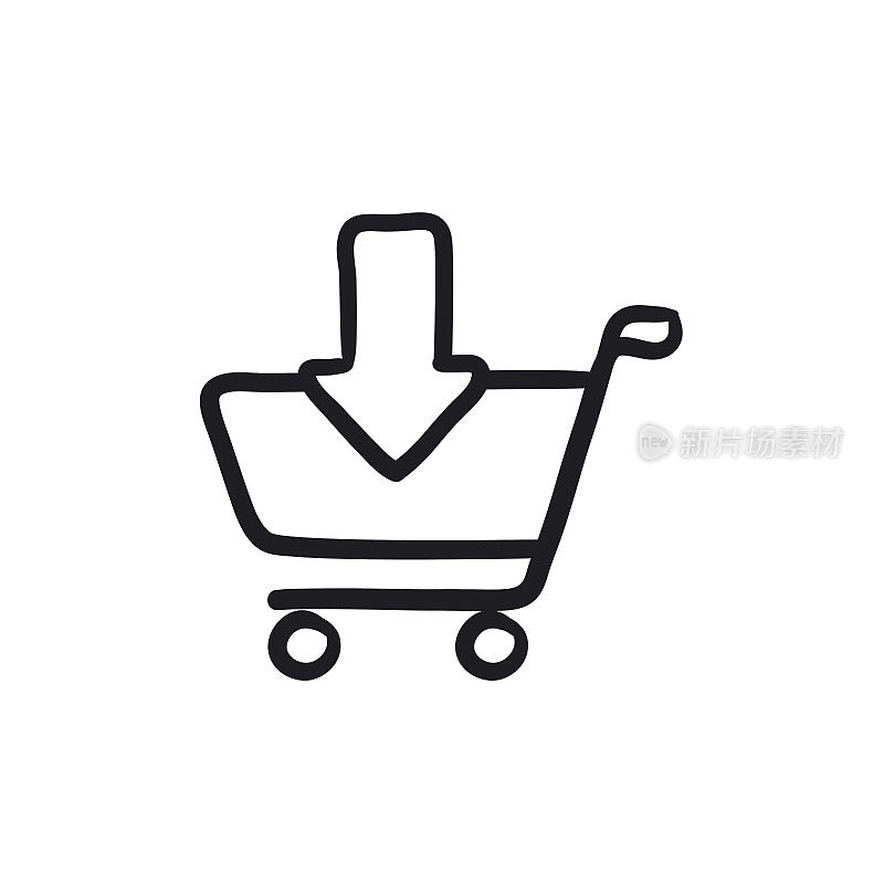 Online shopping cart sketch icon